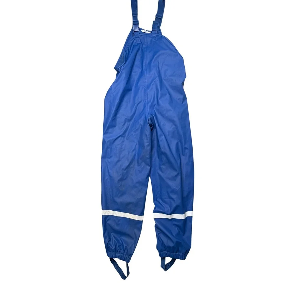 KIDS Blue Fleece Lined Waterproof Rain Bib Overalls Reflective Size 140 9-10Y